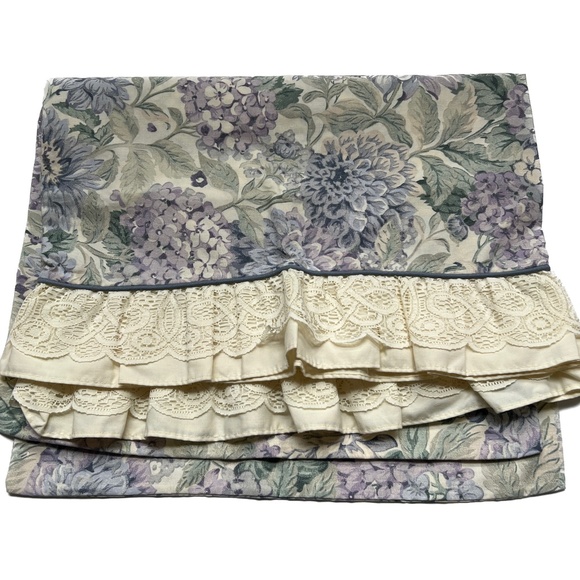 2 Vintage Jessica McClintock Pillowcases Purp Ruffled Lace Floral Pillowcases - Picture 9 of 9